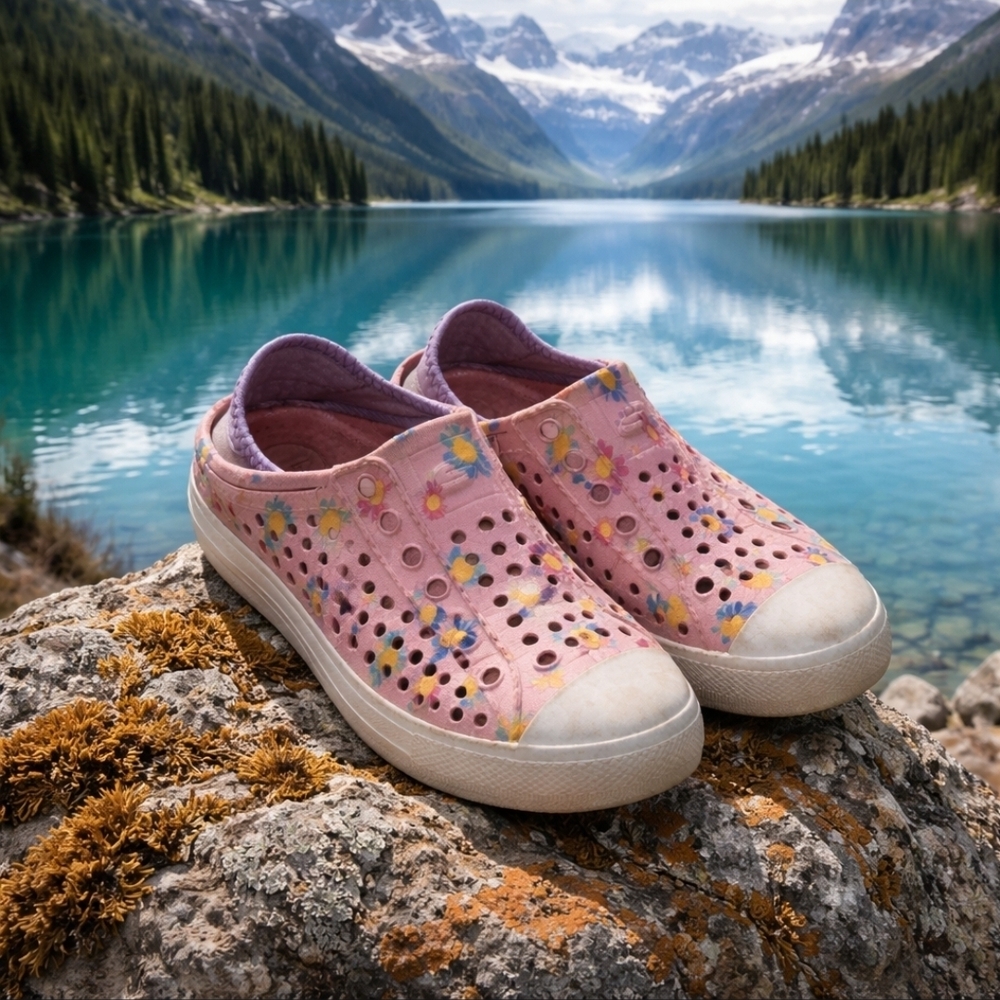 Skechers Foamies Guzman Steps - Hello Daisy slip-on water shoes for Kids Sz 12